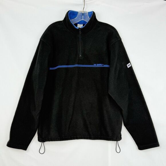 Vintage Y2K Old Navy Mens 1/4 Zip Black Pullover Fleece Jacket Size Large - Picture 1 of 16